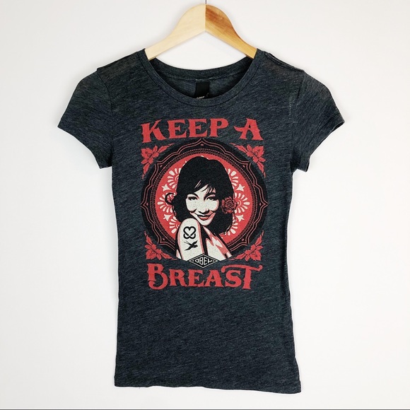 Obey Tops - Obey Keep a Breast t shirt